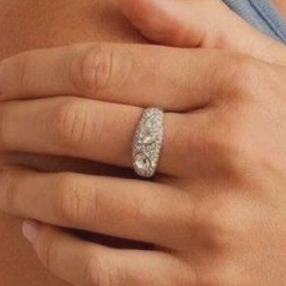 GORJANA Ring 9 Kingston Silver Crystals Bling Vintage Vibe Cocktail Ring - Picture 2 of 13